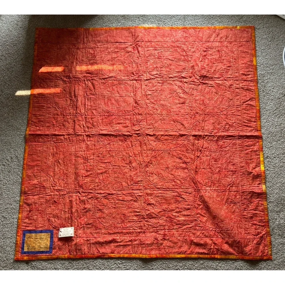 Handmade Quilt Jack O Lantern Pumpkin Halloween Cotton Batik Orange